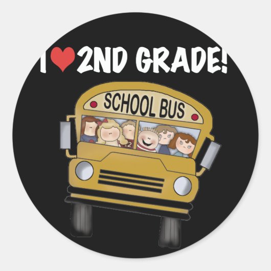 Schoolbus Liefde 2e klas Ronde Sticker (Voorkant)