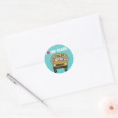 Schoolbus Liefde 2e klas Ronde Sticker (Envelop)