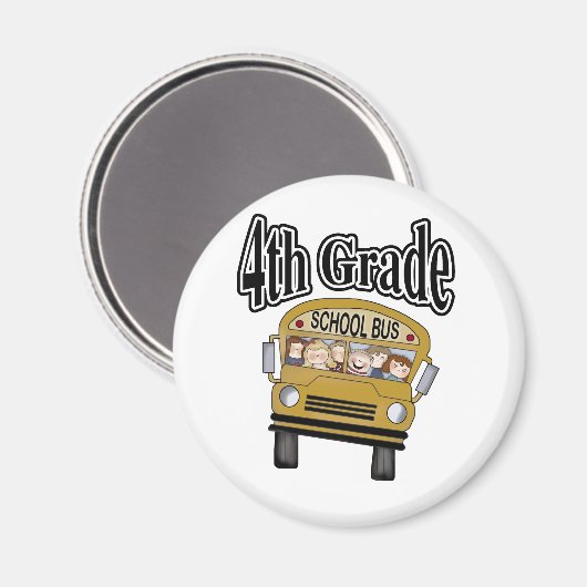 Schoolbus met Kinder 4e klas Magneet (Voorkant / Achterkant)