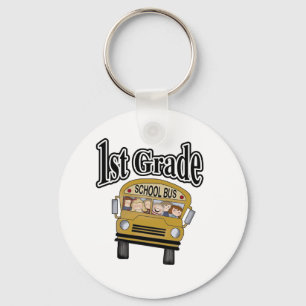 Schoolbus met Kinder eerste graad Sleutelhanger