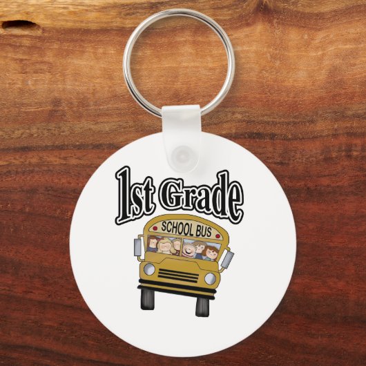 Schoolbus met Kinder eerste graad Sleutelhanger (Voorkant)