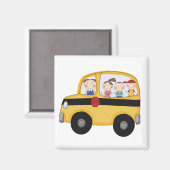 Schoolbus met Kinder T-shirts en cadeaus Magneet (Voorkant / Achterkant)