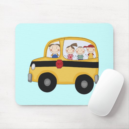 Schoolbus met Kinder T-shirts en cadeaus Muismat (Met muis)