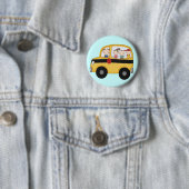 Schoolbus met Kinder T-shirts en cadeaus Ronde Button 5,7 Cm (In situ)