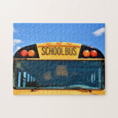 Schoolbus met oranje en rode lichten legpuzzel (Horizontaal)