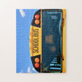 Schoolbus met oranje en rode lichten legpuzzel (Verticaal)