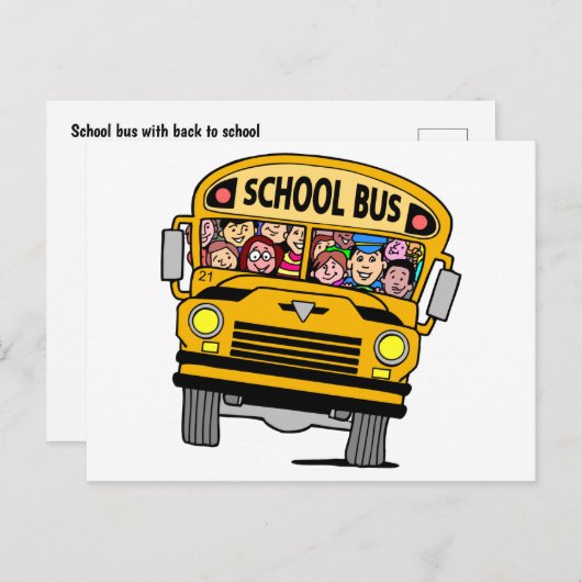 Schoolbus met terug naar school kinderen briefkaart (Voorkant / Achterkant)