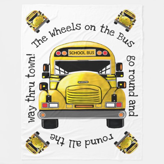 Schoolbus op maat fleece deken (Voorkant)