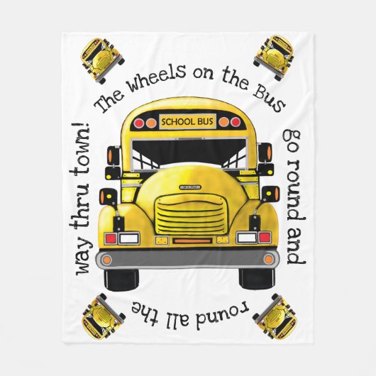 Schoolbus op maat fleece deken (Voorkant)