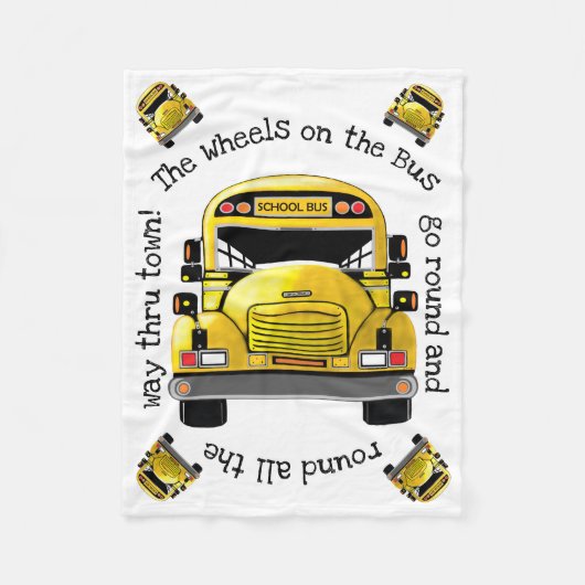 Schoolbus op maat fleece deken (Voorkant)