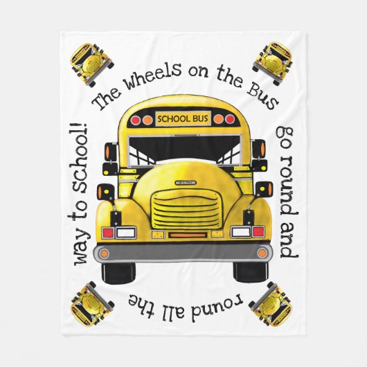 Schoolbus op maat fleece deken (Voorkant)