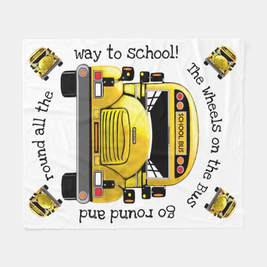 Schoolbus op maat fleece deken (Voorkant (Horizontaal))