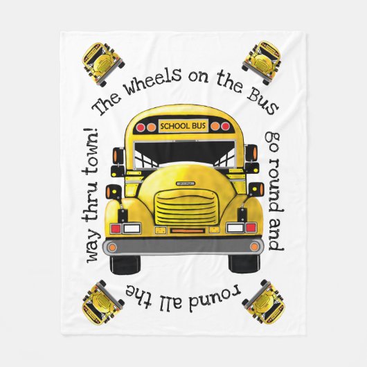 Schoolbus op maat fleece deken (Voorkant)