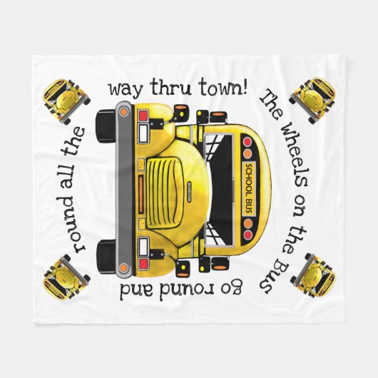 Schoolbus op maat fleece deken (Voorkant (Horizontaal))