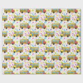 schoolbus patroon cadeaupapier