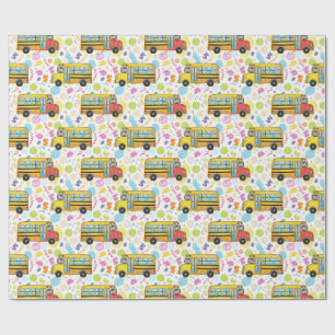 schoolbus patroon cadeaupapier