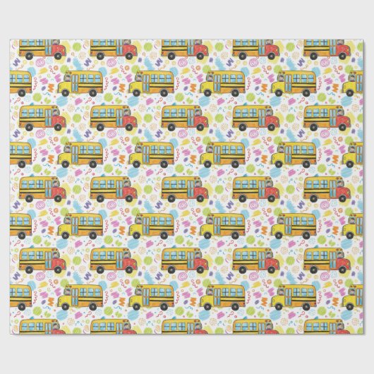 schoolbus patroon cadeaupapier (Vlak)