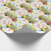 schoolbus patroon cadeaupapier (Hoek)