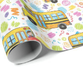 schoolbus patroon cadeaupapier (Rol Hoek)