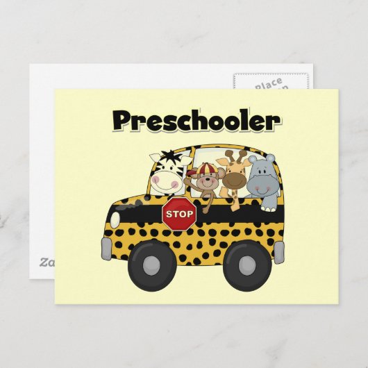 Schoolbus-peuterhemden en -cadeaus briefkaart (Voorkant / Achterkant)