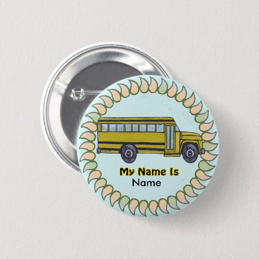 Schoolbus pin badge ronde button 5,7 cm (Voorkant /achterkant)