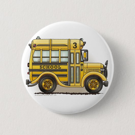 Schoolbus Pins Ronde Button 5,7 Cm (Voorkant)