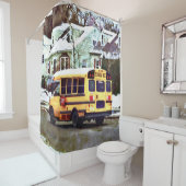 Schoolbus rijden naar huis in de winter douchegordijn (In situ)