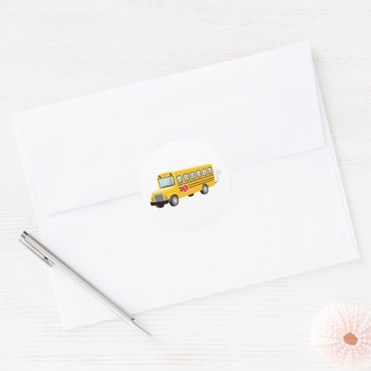 Schoolbus Ronde Sticker (Envelop)