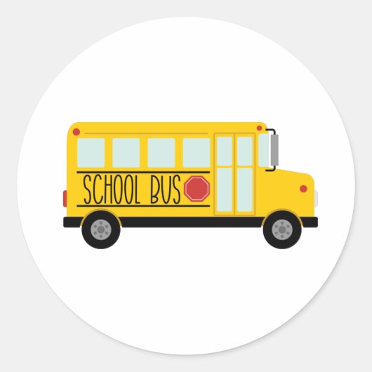 Schoolbus Ronde Sticker (Voorkant)
