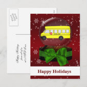 Schoolbus sneeuw wereldbol Corporate HolidayGroetj Feestdagenkaart (Voorkant / Achterkant)
