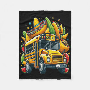 Schoolbus Tacos Kinder Mannen vrouwen Mexicaanse C Fleece Deken
