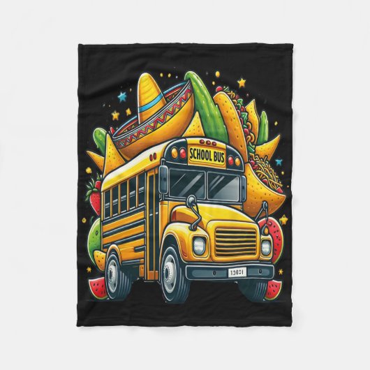 Schoolbus Tacos Kinder Mannen vrouwen Mexicaanse C Fleece Deken (Voorkant)