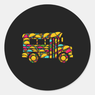 Schoolbus Tacos Kinder Mannen vrouwen Mexicaanse C Ronde Sticker