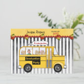 Schoolbus Teddy Bear Foto Kindergarten Afstuderen Kaart (Staand voorkant)