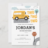 Schoolbus tweede verjaardag Wielen op de bus Feest Kaart (Voorkant)