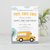 Schoolbus Tweede verjaardag Wielen op het busfeest Kaart (Staand voorkant)