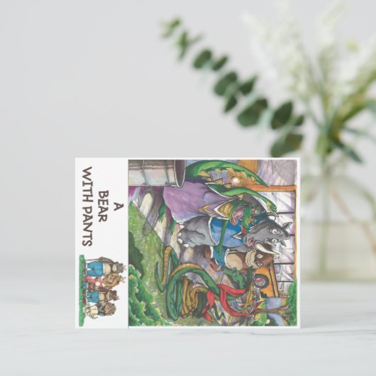 Schoolbus uit het boek "Een Beer met pants" Briefkaart (Staand voorkant)