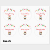 Schoolbus verjaardagstaarttopper ronde sticker (Vel)