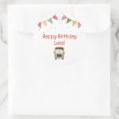 Schoolbus verjaardagstaarttopper ronde sticker (Tas)