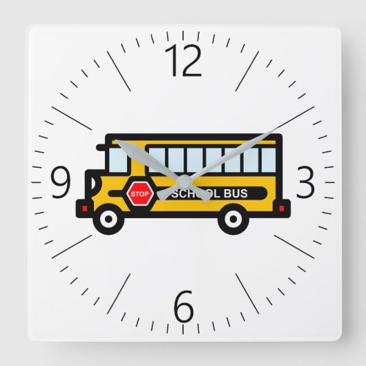 Schoolbus Vierkante Klok (Voorkant)