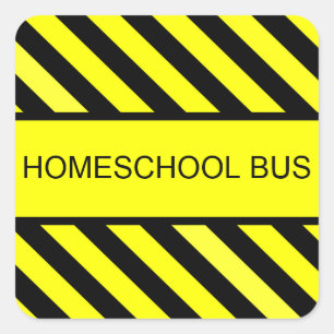 schoolbus vierkante sticker