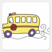 Schoolbus Vierkante Sticker (Voorkant)