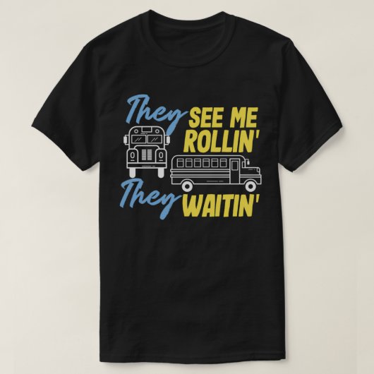 Schoolbus Wachten op schoolcadeau T-shirt (Design voorkant)
