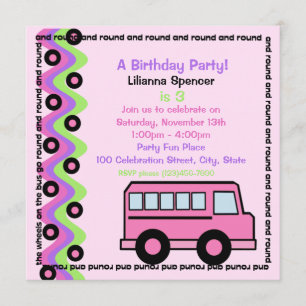 Schoolbus Wheels roze Kaart