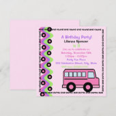 Schoolbus Wielen/Roze Kaart (Voorkant / Achterkant)