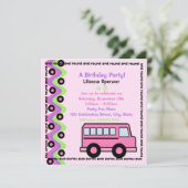 Schoolbus Wielen/Roze Kaart (Staand voorkant)