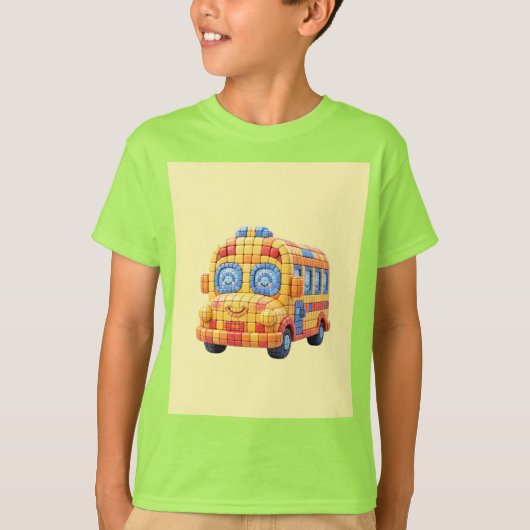 Schoolbus - zonnige gele achtergrond t-shirt (Voorkant)