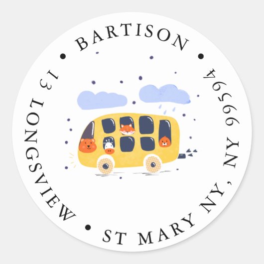 Schoolbusbedrijf Klassieke Ronde Sticker (Voorkant)