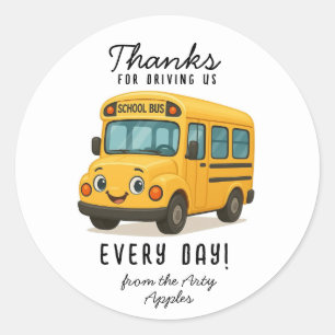 Schoolbuschauffeur Bedankt Button, veilig rijden Ronde Sticker