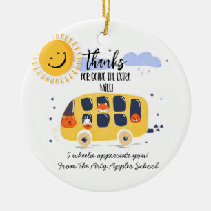 schoolbuschauffeur bedankt je voor je extra kilome keramisch ornament
